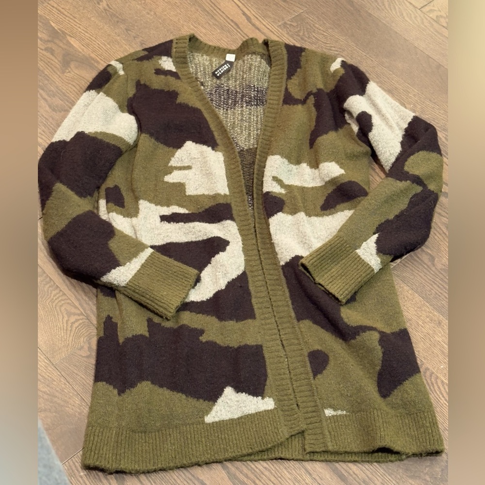 Design Lab long Army Camo Cardigan Sweater